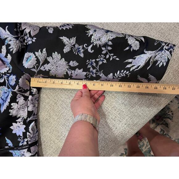 INC International Concepts Black Purple Silver Floral Party Suit Coat Blazer XL - Picture 10 of 16